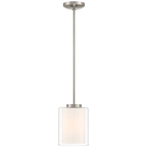 Seville, Pendant, Brushed Steel Finish, Clear Opal Glass